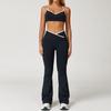 Zechuang Traje Deportivo de Cintura Alta Cruzado para Mujer Contraste de Color Ajustado Desnudo Traje de Yoga para Correr Fitness Traje de Yoga 9253