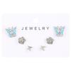 Pendientes de mariposa negra gótica con diamantes de imitación, diseño de planeta, para niña, estilo retro, con forma de corazón, a la moda, con tarjeta de tres piezas.