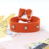 Pulseira de tecido trançado com rebite de estrela de cinco pontas em liga de prata para joias transfronteiriças, pulseira de pulso com franja de estrela de personalidade