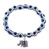 Amazon Explosiones Pulsera Ojo de Diablo Mariposa Elefante Mano de Fátima Colgante Resina Cuenta Redonda Pulsera Ojo Azul