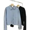2026 Principios de Otoño Retro Bolsillo Falso Chaqueta Camisa de Mezclilla para Mujer Casual Delgada Chic Camisa Top
