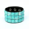 Joias Novas Europeias e Americanas Mais Vendidas, Pulseira de Couro Quadrada Colorida Criativa Estilo Punk Hip-Hop, Acessórios para Performance de Palco
