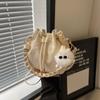 Pequeno fresco e estilo estrangeiro estilo coreano saco de ombro cordão feminino 2024 primavera e verão novo all-match ins messenger bag bucket bag