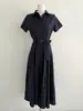 El tamaño ha sido actualizado. Vestido de verano chic coreano estilo francés elegante con cordones para estilizar la cintura, de longitud media