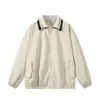Chamarra Rumei Estilo Retro Americano con Bloques de Color y Cuello de Doble Capa para Hombre, Nuevo Estilo Primavera, Abrigo Versátil de Corte Holgado para Trabajo para Parejas