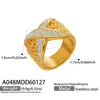 Anillo Misterioso Super Brillante de Acero Inoxidable Incrustado con Diamantes Checos Bañado en Oro de 18 Quilates Moderno Anillo Vintage Texturizado de Lujo Ligero