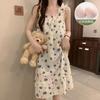 Bata de Noche Acolchada de Algodón Nube Nueva de Venta Caliente Transfronteriza, Estilo Delgado con Lazo para Primavera, Verano y Otoño, Vestido Antiexposición para Niñas