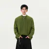 Suéter de punto de alta gama para hombre, nuevo para Otoño 2026, con cuello Henley bordado, corte holgado, estilo único, chaqueta juvenil, talla grande, moderno