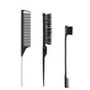 Set de Tres Piezas de Venta Caliente Transfronterizo Peine de Cola de Punto de Partición para Peluquería Doble Cara Doble Uso Cepillo para Cejas Peine de Tres Filas para Desenredar Herramientas de Peluquería