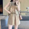 Temperamento Temporada 2025 Estilo que No Choca Top de Moda Nuevo Conjunto de Dos Piezas Shorts Traje Color Café Mujer Verano Nicho Todos los Colores