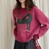 Suéter Jacquard de Pony de Dibujos Animados Rojo Frambuesa para Mujer 2025 Otoño e Invierno Nuevo Suéter Pulóver Suave Ceroso para Mujer Personalizado