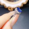 Anillo de Zafiro Natural Popular al por Mayor de Fábrica Plata S925 Incrustado con Piedra Principal 5*7 Fábrica de Joyería de Lujo Venta Directa