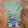 Blusas de manga corta para mujer transfronterizas, camisetas de cuello en V para mujer con diseño estilo chino y estampados florales, impresión 3D, disponibles para venta al por mayor a partir de una pieza