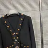 Cardigan de Tricô Elegante de Alta Qualidade com Design de Pequeno Aroma, Gola V, Bordado com Contas e Acabamento de Orelha, Nova Coleção Outono/Inverno 2025