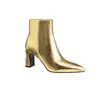 Botas de Moda com Salto Grosso para Mulheres, Outono e Inverno, Tamanho Grande, Botas de Cano Curto, Bico Fino, Solado de Borracha, Antiderrapante, Zíper Lateral, Salto Alto, Versátil