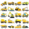 20 Peças de Adesivos Magnéticos Macios de Veículos de Engenharia para Geladeira Desenhos Animados Criativos Veículo Escavadeira Caminhão de Cimento Adesivos Magnéticos à Prova d'Água