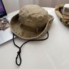 Sombrero de pescador japonés con bordado de rosa blanca para niños, sombrilla de verano, protector solar, para acampar al aire libre y hacer senderismo.