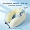 Almohada portátil en forma de U de espuma viscoelástica, almohada de viaje para el cuello, almohada con caja de almacenamiento para avión, almohada de soporte para el cuello, almohada cervical, almohada en forma de U