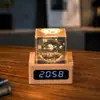 Luz Noturna de Cristal para Relógio Cubo de Nuvem Ornamento de Mesa Luminária de Cabeceira Árvore de Cristal Presente de Natal para Meninas Transfronteiriço