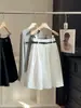 Falda Blanca Estilo Academia Línea A para Mujer, Nueva Falda Elegante tipo Paraguas de Cintura Alta para Verano, Falda Midi Voluminosa de Cintura Elástica Petite