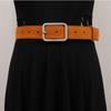 Cinto de camurça de duas camadas de couro de vaca estilo coreano feminino casual simples cinto de camurça prateado com fivela quadrada novas calças casuais