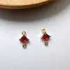 Acessórios DIY atacado personalizados banhados a cobre cor ouro espesso diamante mini pingente quadrado de dupla suspensão acessórios para brincos