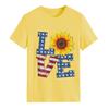 Estación independiente transfronteriza Europa y Estados Unidos AMOR girasol impresión de estrella de cinco puntas moda cuello redondo manga corta camiseta casual Amazon