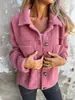 Abrigo de Cachemira para Mujer Otoño e Invierno Europeo y Americano con Bolsillos de Parche, Cárdigan Casual de Moda de un Solo Botón