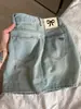 Saia Jeans Vintage Estilo Americano Bordada com Laço Feminina Primavera e Verão Saia de Quadril Hot Girl Modelo Evasê Vestido Justo
