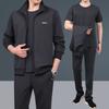 Conjunto Esportivo Masculino para Primavera e Outono Homens de Meia-idade e Idosos Roupas Casuais para Pai Roupa Esportiva de Três Peças Roupas de Outono Largas para Meia-idade