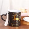 Caneca Cerâmica Criativa 520 Coração Dourado Muda de Cor com Calor Sensível à Temperatura Estampada com Foto Logo
