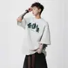 Camiseta de Verano para Hombre con Estampado de Marca de Moda, Manga Corta, Diseño Americano, Versátil, Holgada, para Exteriores, High Street, Casual, para Pareja