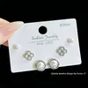 Exquisite Brincos de Flor de Quatro Folhas com Microincrustação Um Par Três Pares para Mulheres Agulha de Prata 925 Simples para Roupas de Trabalho Versátil Múltiplos Pares de Brincos