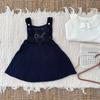 Vestido de Ganchillo con Tirantes Otoño/Invierno para Bebé Niña Cutemily + Suéter con Cuello Volante + Falda Abanico