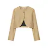 Atacado de Roupas Femininas Transfronteiriças, Tops de Designer, Estilo Europeu e Americano, Jaquetas Curtas Metálicas de Inverno