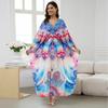 Popular Cubierta de Playa Estilo Europeo y Americano de Poliéster Estampado, Vestido de Vacaciones Holgado Tejido a Mano, Cubierta para Bikini