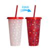 2026 Nova Caneca de Natal que Muda de Cor PP Café Plástico Camada Única Sensível à Temperatura Canudo que Muda de Cor Fabricante de Caneca que Muda de Cor