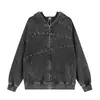 Sudadera con capucha de diseño retro americano con remaches para hombre y mujer, nueva chaqueta cárdigan versátil de otoño de nicho de corte holgado, moderna