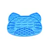 Alfombrilla de silicona con forma de cabeza de gato para alimentación lenta de mascotas transfronteriza, bandeja de alimentación lenta para gatos y perros, alfombrilla de lamer para distracción en el baño con ventosa, anti-asfixia y anti-derrames