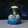Bola de Cristal Céu Estrelado Gravada a Laser 3D com Luz, Luz Noturna Giratória Automática, Ornamento de Mesa, Luz de Atmosfera, Presente de Aniversário