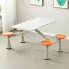 Mesa y Sillas Integradas para Comedor, Área de Comedor para Personal de Comedor Escolar, Mesa de Comedor Impermeable Integrada de Cuatro Plazas para Restaurante