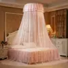 Mosquitero Redondo con Techo de Cúpula para Comercio Electrónico Transfronterizo Altura Aumentada Engrosado Estilo Europeo Encaje Floral Estilo Princesa Sin Instalación Mosquitero Venta al por Mayor