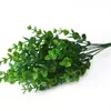 Planta artificial de eucalipto hoja de dinero planta verde en maceta moldeo por inyección planta acuática 7 tenedores tamaño flor de plástico