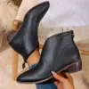 Botas Martin Retro Estilo Británico para Mujer 2025 Otoño e Invierno Nueva Moda Versátiles Elegantes Punta Fina Tacón Grueso Botines