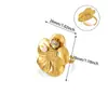 Anillo de Acero Inoxidable con Perla y Circonita Geométrico Hueco Abierto Pétalo Regalo Día de San Valentín Transfronterizo Nuevo para Mujer