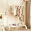 Cabide de Roupas de Barra Dupla para Quarto, Cabide de Roupas Móvel de Chão Doméstico, Rack Interno para Armazenamento e Secagem de Roupas e Chapéus