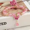 Pulsera Popular Transfronteriza de Moda Nueva con Lazo y Cuentas Pulsera de Cuentas con Gradiente Rosa de Nicho Regalo del Día de San Valentín