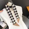 (Personalizado) Bufanda de Seda de Moda Corbata Lazo para el Cabello Adorno para la Cabeza Sentido de Alta Gama Pequeño Fresco Fina Estrecha Banda para el Cabello de Mujer Cinta Primavera y Otoño