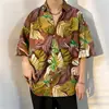 Camisa hawaiana de manga corta con estampado floral para hombre, estilo Hong Kong, holgada, de verano, moderna, informal, con mangas tres cuartos.