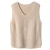 Nuevo Chaleco de Punto de Lana Pura con Cuello en V sin Mangas para Mujer Otoño/Invierno 2025 Color Sólido Hueco Capa de Volantes Cintura Chaleco Superior